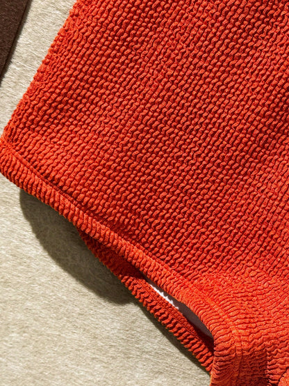 Swim SXY Summer New Caramel Textured Fabric Ocean Starfish Decor Halter Tie Beach Vacation Women 2 Pieces Swimsuit Set With Straight Leg Pants