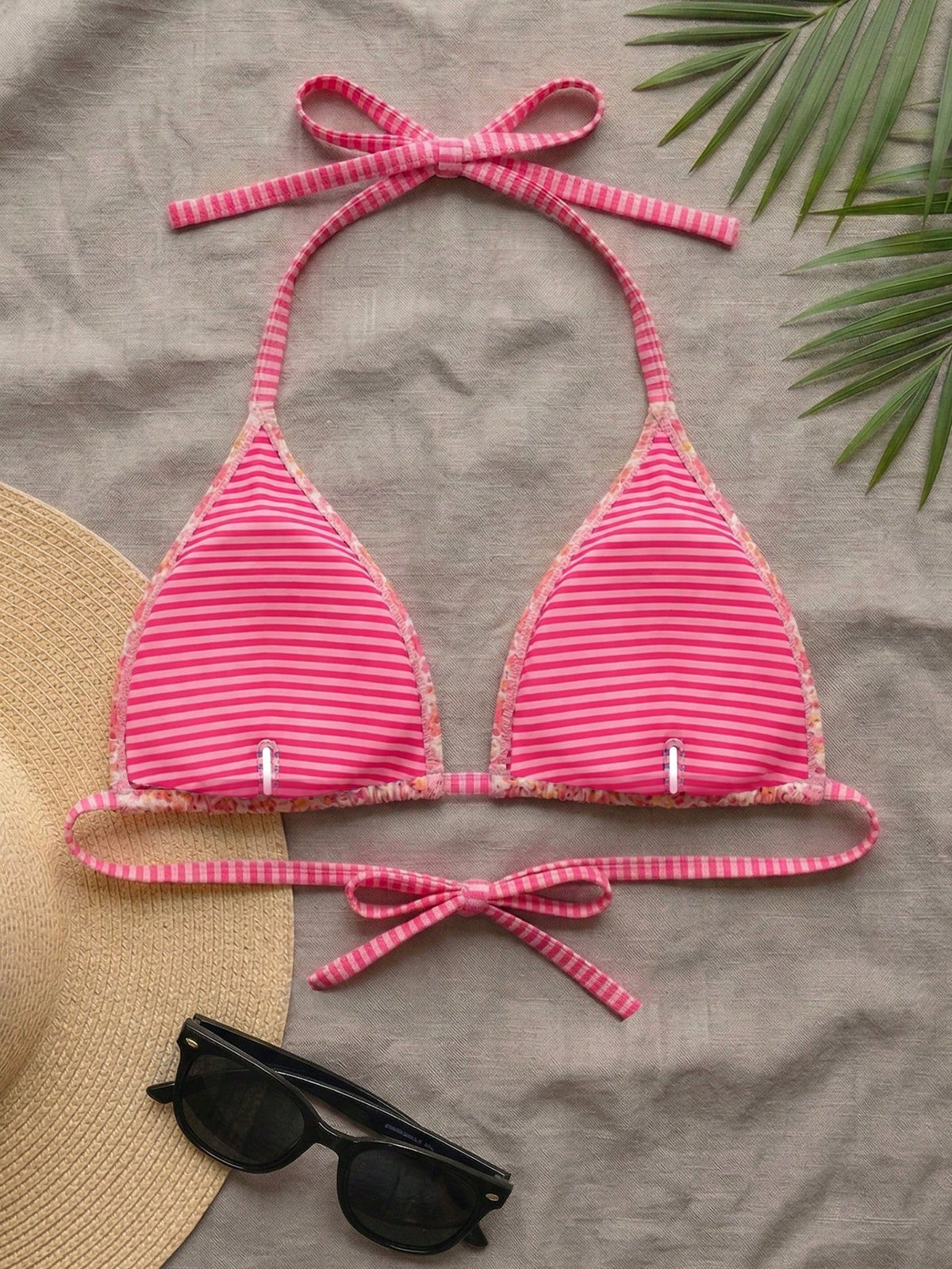 Swim Vcay Plus Size Women Summer Leopard Print Tie Front Sexy Bikini Top Beach Vacation Beige