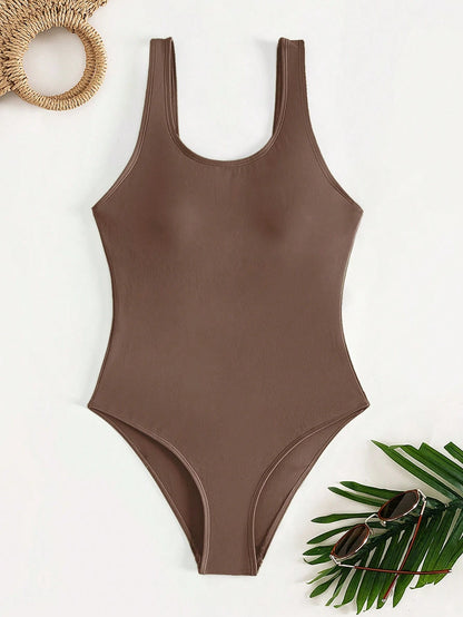 Swim Vcay Summer Beach Solid Neon One Piece Swimsuit Bathing Suit