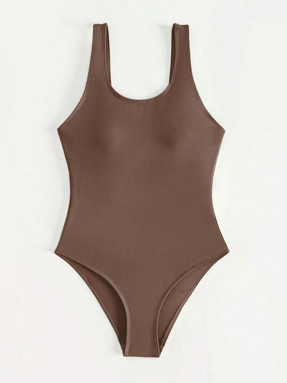 Swim Vcay Summer Beach Solid Neon One Piece Swimsuit Bathing Suit