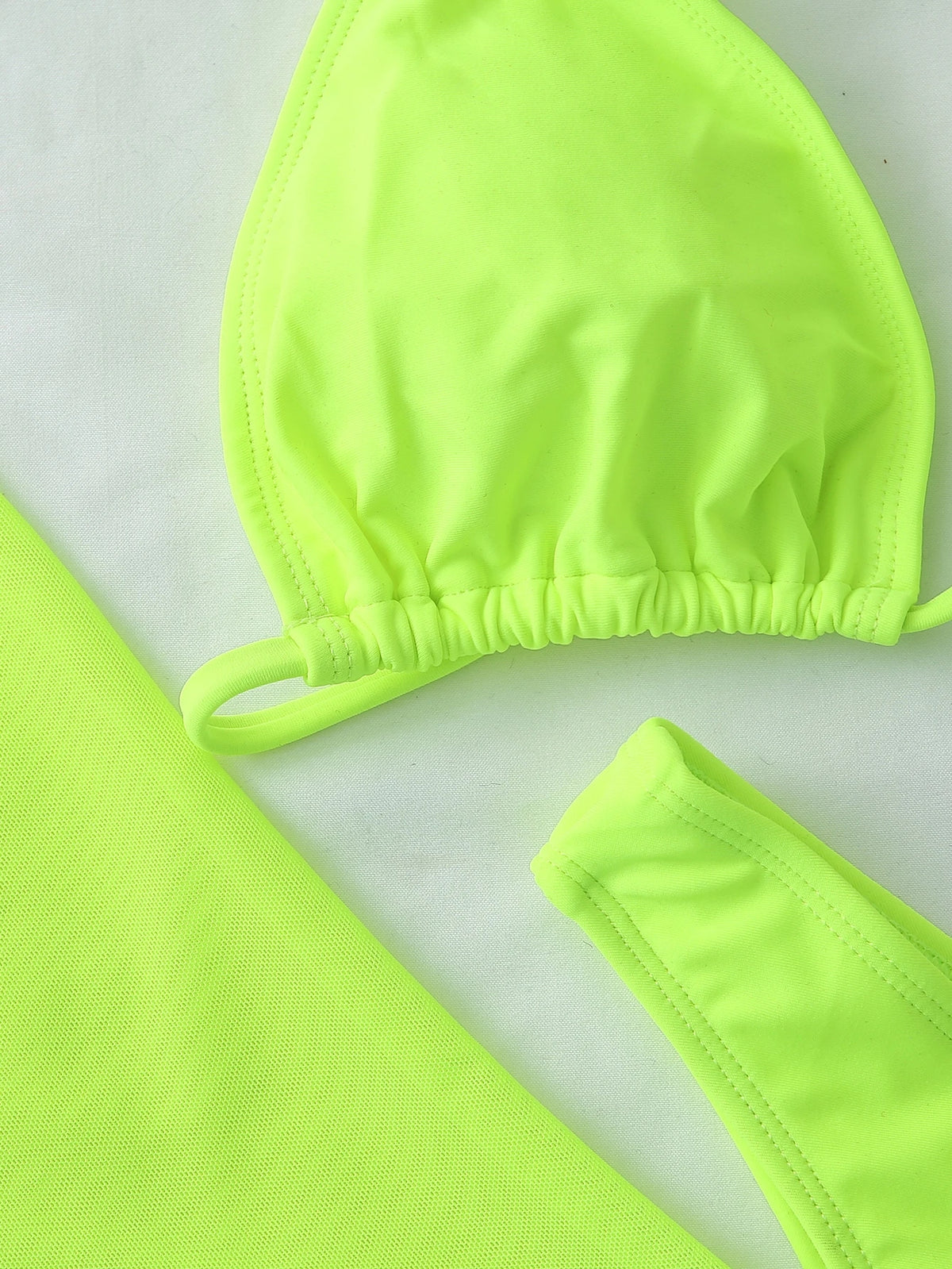 Swim Vcay Swim Suits For Women Summer Beach Sheer Mesh Bikini Set Halter Triangle Bra & Thong Bottom & Cover Up Dress 3 Piece Bathing Suit