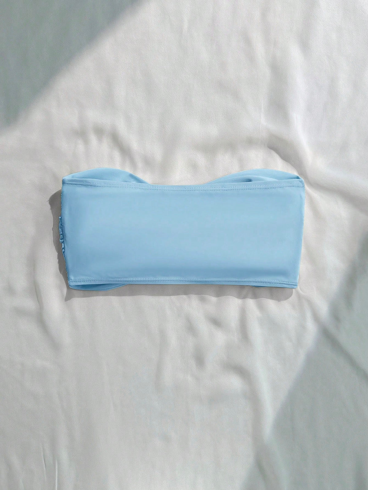 Swim Vcay Women's Baby Blue Twist Bandeau Bikini Top, Minimalist Modest Summer Swimwear, Beach Holiday, Boho Vacation Elegant Top, Cruise Island Road Trip