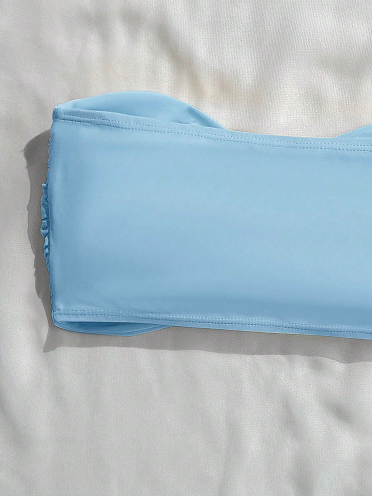 Swim Vcay Women's Baby Blue Twist Bandeau Bikini Top, Minimalist Modest Summer Swimwear, Beach Holiday, Boho Vacation Elegant Top, Cruise Island Road Trip