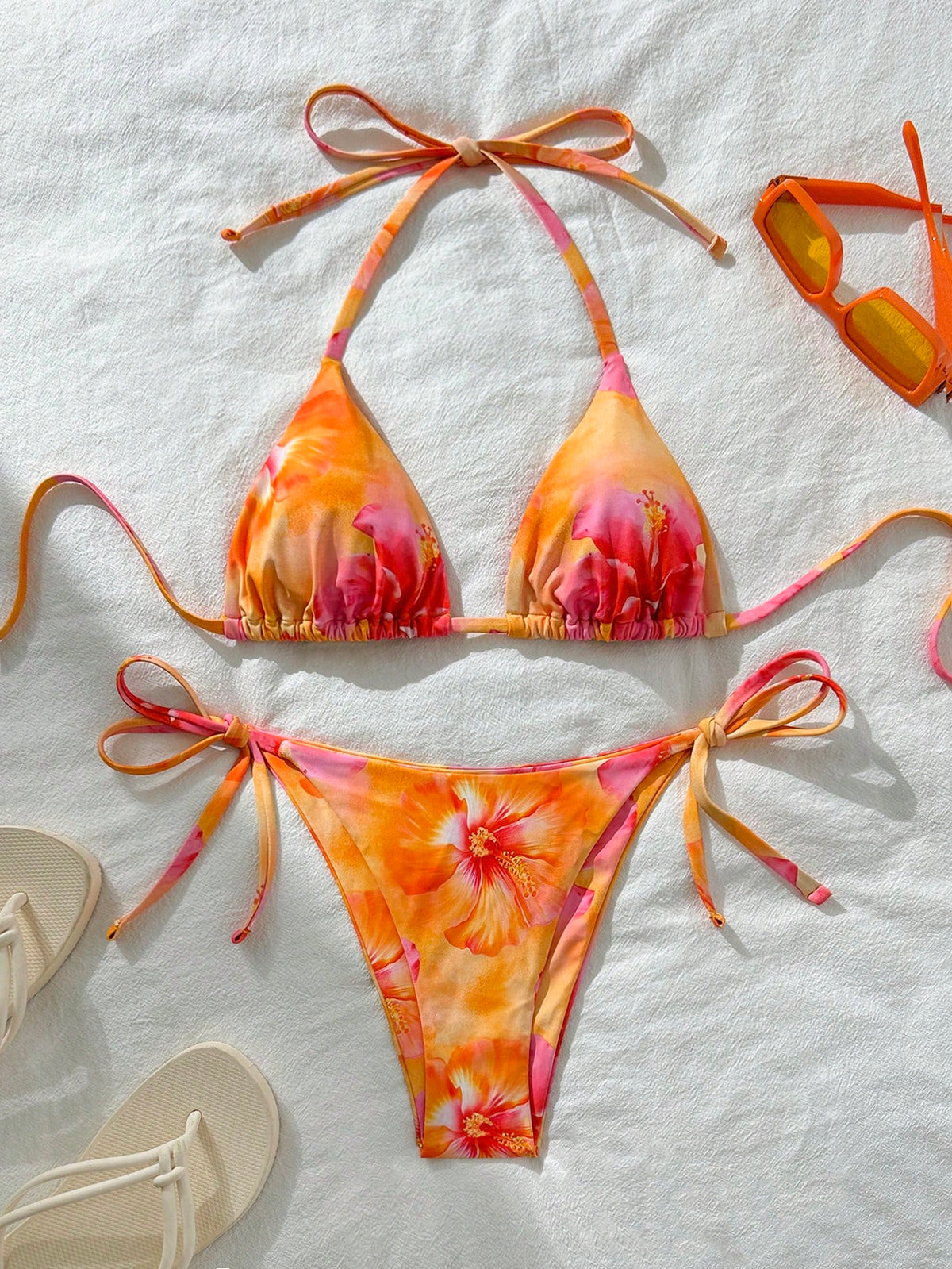 Swim Vcay Women's Sexy Random Print Halter Tie Bikini Set, Summer