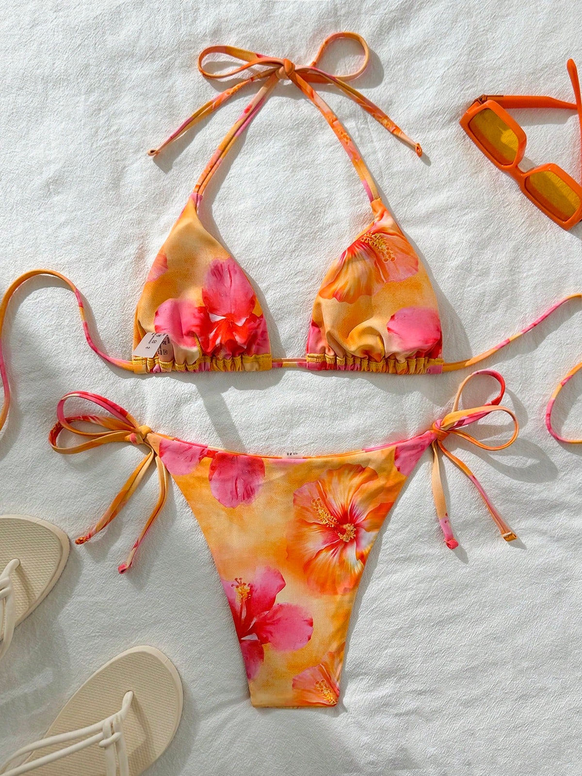 Swim Vcay Women's Sexy Random Print Halter Tie Bikini Set, Summer