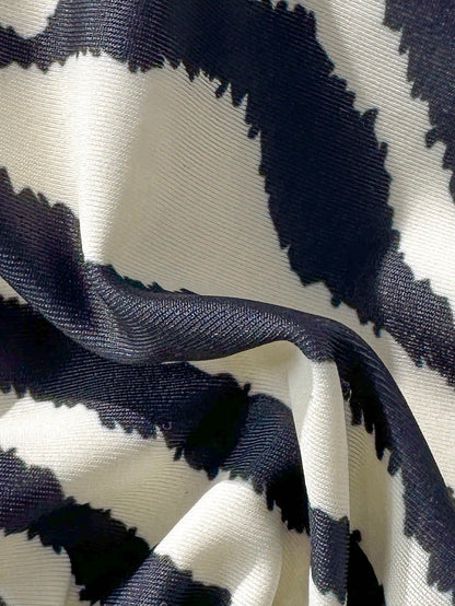 Swim Vcay Zebra Print Metal Decor Bikini Top For Summer Beach Vacation
