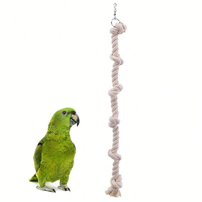 Swinging Cage With Knots, A Climbing Toy For Parrots, Perfect For Keeping Budgies Entertained.