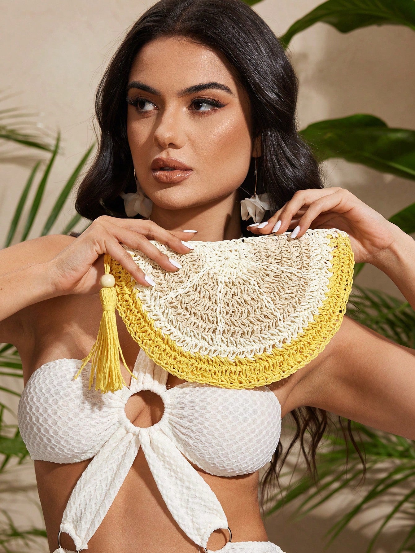 SXY Women Clutch, Straw Bag, Fashionable, Elegant, Simple, Personalized, Versatile, Lemon Shape, For Beach, Vacation, Holiday, Summer, Seaside, Yellow