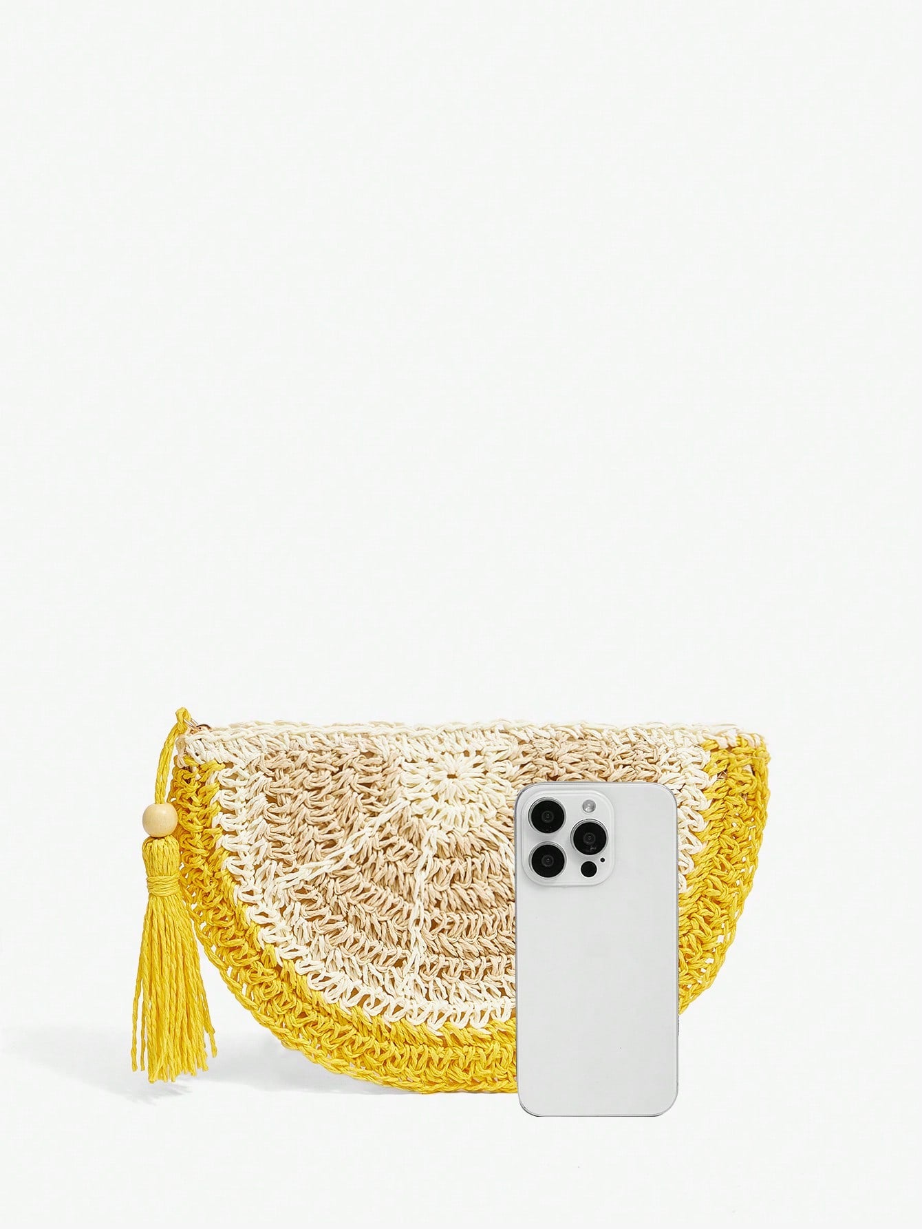 SXY Women Clutch, Straw Bag, Fashionable, Elegant, Simple, Personalized, Versatile, Lemon Shape, For Beach, Vacation, Holiday, Summer, Seaside, Yellow