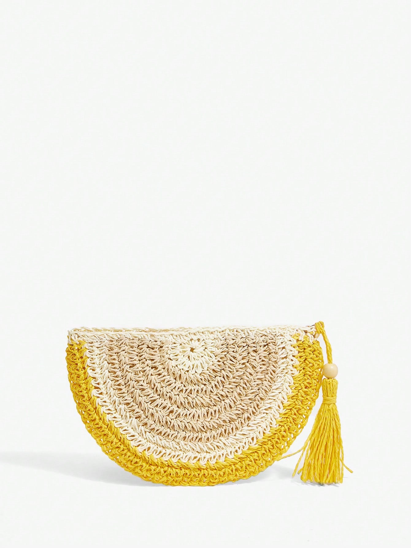 SXY Women Clutch, Straw Bag, Fashionable, Elegant, Simple, Personalized, Versatile, Lemon Shape, For Beach, Vacation, Holiday, Summer, Seaside, Yellow