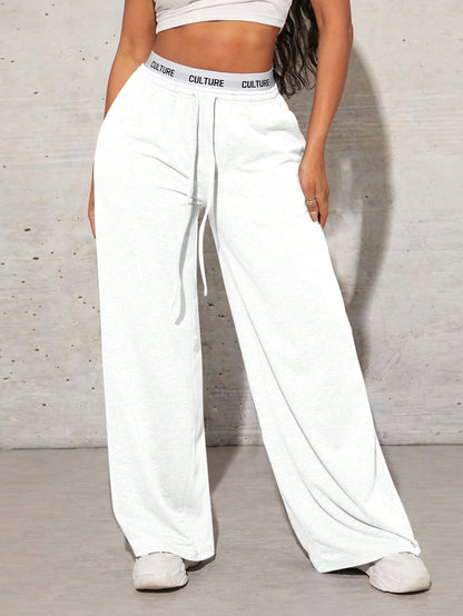 SXY Women's Solid Color Simple Daily Drawstring Sweatpants