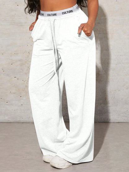 SXY Women's Solid Color Simple Daily Drawstring Sweatpants