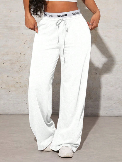 SXY Women's Solid Color Simple Daily Drawstring Sweatpants