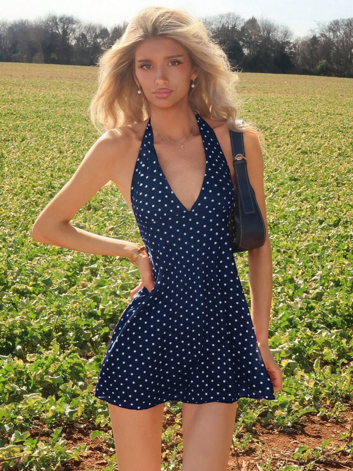 Sydney Algeri Romantic Polka Dot V-Neck Mini Dress For Women, Early Autumn Party Elegant, French Girl Style