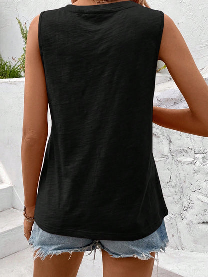 Sylviya Women's Summer Solid Color V-Neck Pocket Casual Tank Top,Casual