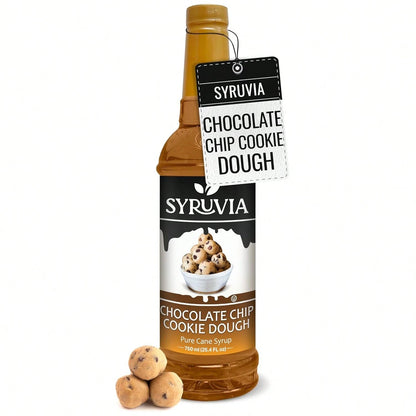 Syruvia Chocolate Chip Cookie Dough Syrup- 25.4 Fl Oz. Premium Coffee Flavoring Syrup. Kosher, And Gluten-Free. Ideal For Enhancing Drinks, Sodas, Shakes, Desserts, And More.