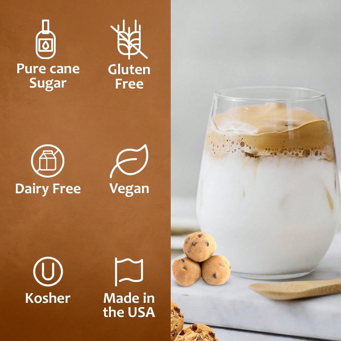 Syruvia Chocolate Chip Cookie Dough Syrup- 25.4 Fl Oz. Premium Coffee Flavoring Syrup. Kosher, And Gluten-Free. Ideal For Enhancing Drinks, Sodas, Shakes, Desserts, And More.