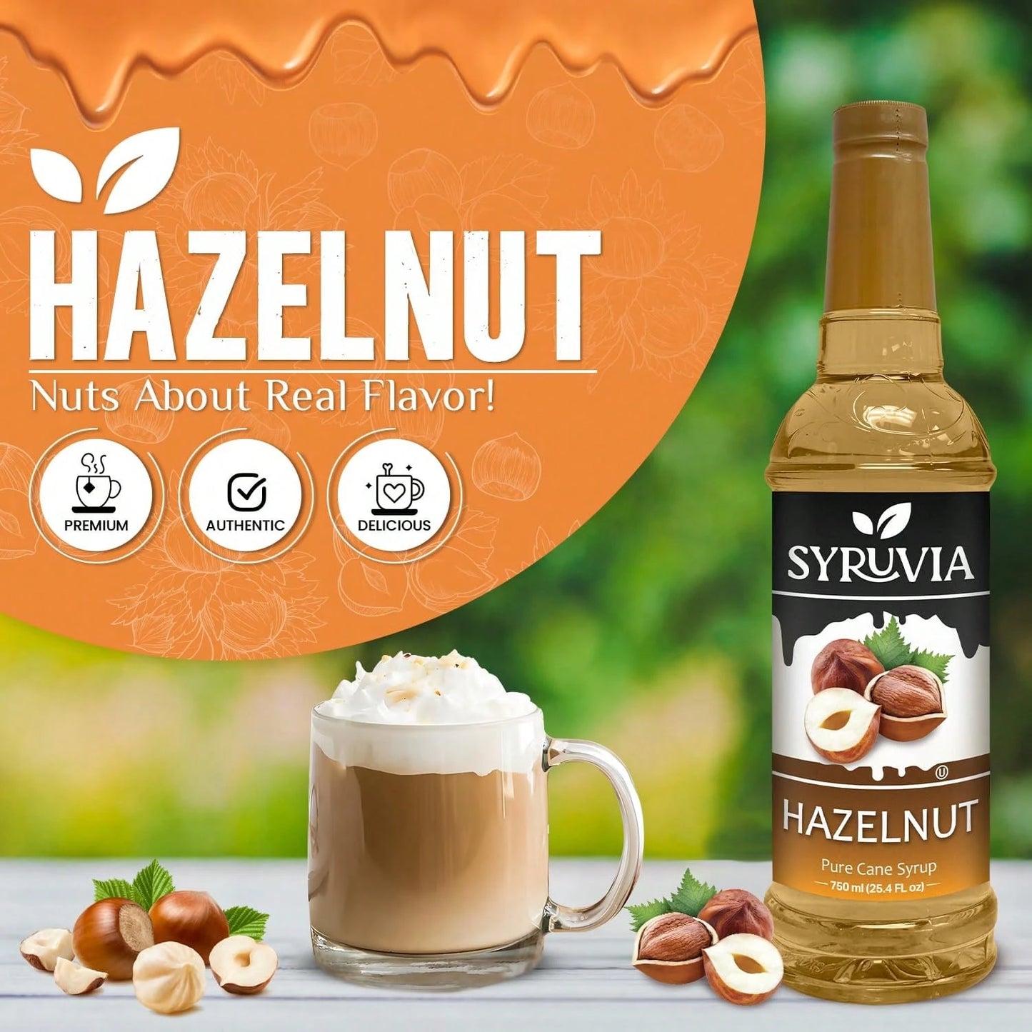 Syruvia Hazelnut Syrup For Coffee 25.4 Fl Oz Hazelnut Flavored Coffee Syrup