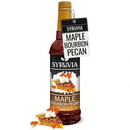 Syruvia Maple Bourbon Pecan Coffee Syrup- 25.4 Fl Oz Premium Coffee Flavoring Syrup- Kosher Coffee Syrups Perfect For Drinks, Soda, Desserts, And More, Gluten Free, No Coloring