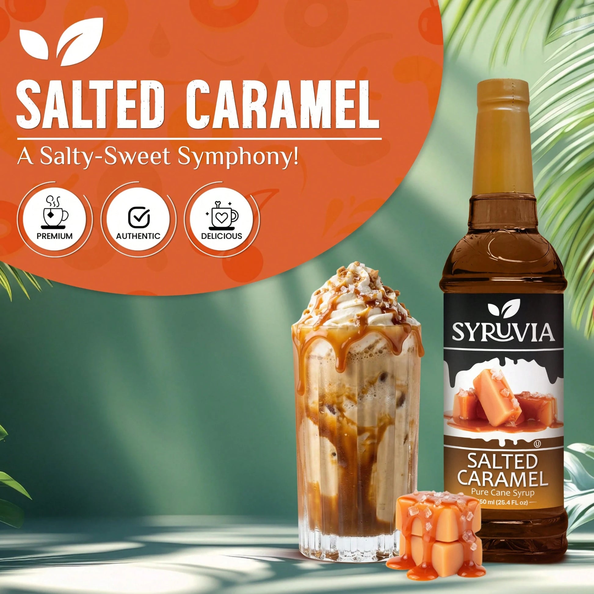 Syruvia Salted Caramel Syrup For Coffee 25.4 Ounces Salted Caramel Coffee Syrup