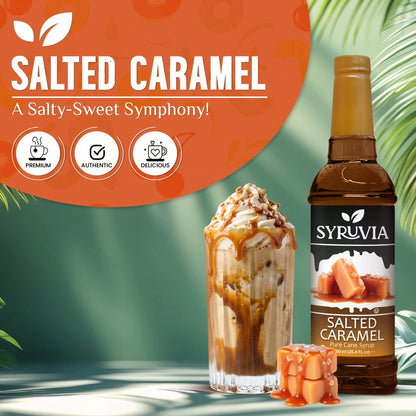 Syruvia Salted Caramel Syrup For Coffee 25.4 Ounces Salted Caramel Coffee Syrup