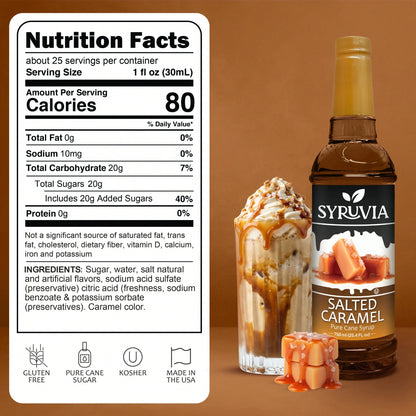 Syruvia Salted Caramel Syrup For Coffee 25.4 Ounces Salted Caramel Coffee Syrup