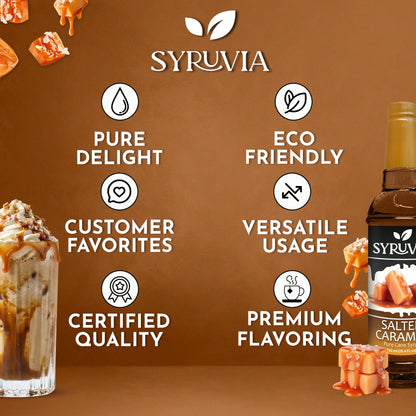 Syruvia Salted Caramel Syrup For Coffee 25.4 Ounces Salted Caramel Coffee Syrup