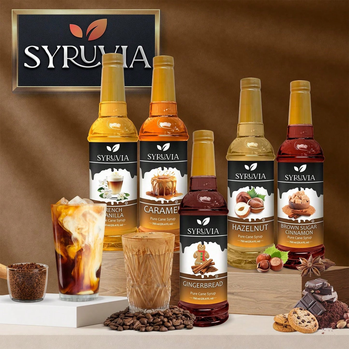 Syruvia Salted Caramel Syrup For Coffee 25.4 Ounces Salted Caramel Coffee Syrup
