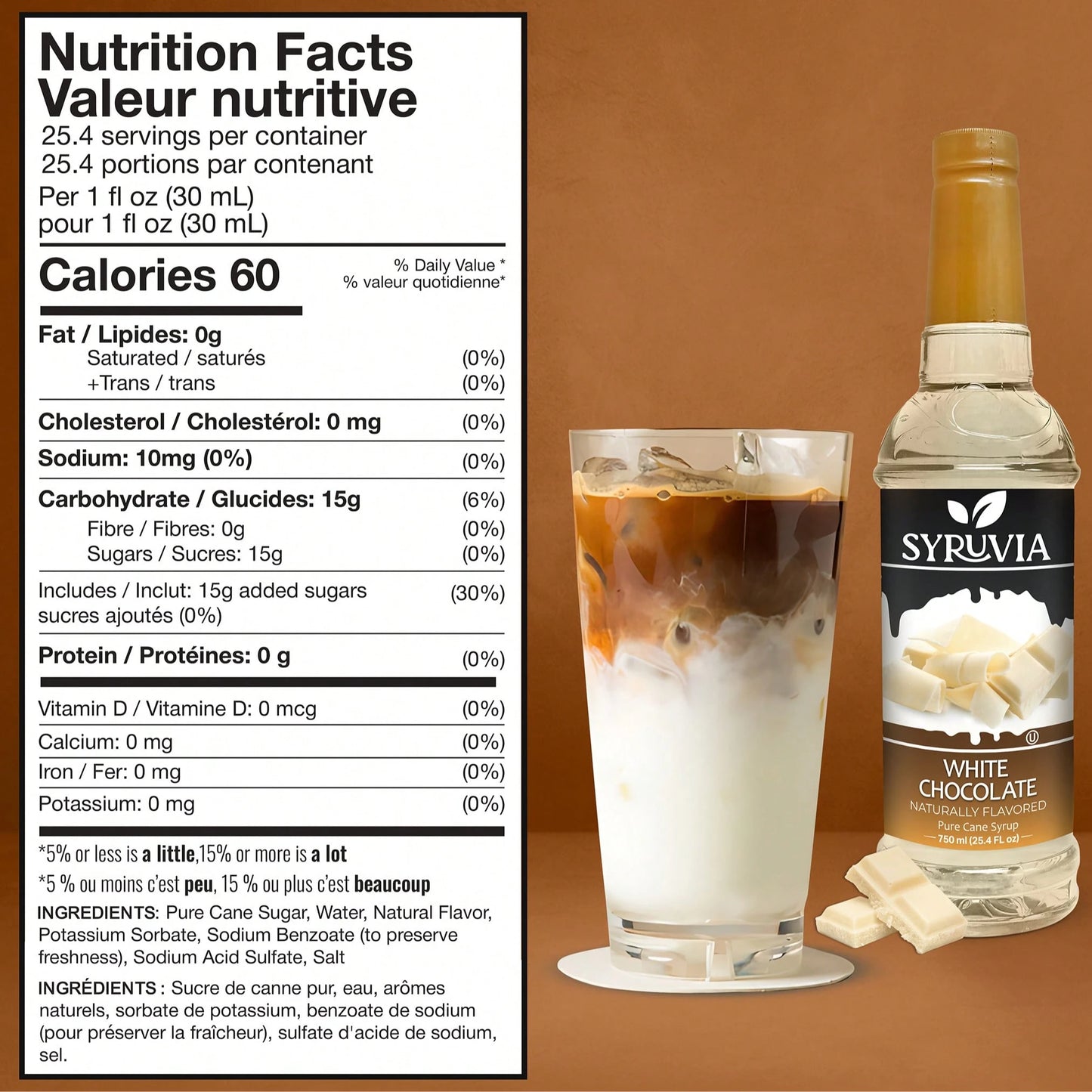 Syruvia White Chocolate Syrup For Coffee 25.4 Ounces White Chocolate Coffee Syrup