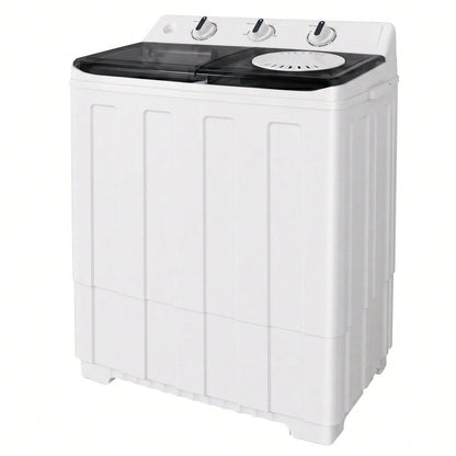 TABU 16.5 Ibs Portable Washing Machine, Compact Washer Machine, Mini Washing Machine, Twin Tub Washer And Spiner, Ideal For Dorms, Apartments, RVs, Camping Etc, White/Blue/Brown