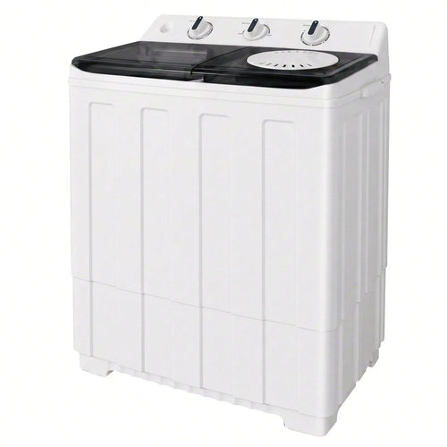 TABU 16.5 Ibs Portable Washing Machine, Compact Washer Machine, Mini Washing Machine, Twin Tub Washer And Spiner, Ideal For Dorms, Apartments, RVs, Camping Etc, White/Blue/Brown