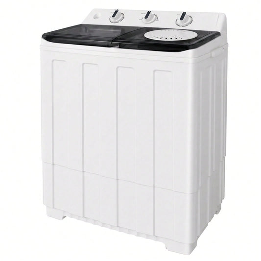 TABU 16.5 Ibs Portable Washing Machine, Compact Washer Machine, Mini Washing Machine, Twin Tub Washer And Spiner, Ideal For Dorms, Apartments, RVs, Camping Etc, White/Blue/Brown