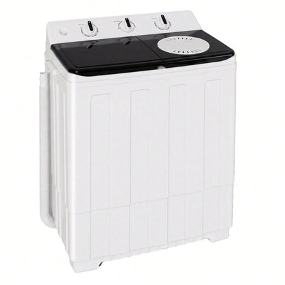 TABU 16.5 Ibs Portable Washing Machine, Compact Washer Machine, Mini Washing Machine, Twin Tub Washer And Spiner, Ideal For Dorms, Apartments, RVs, Camping Etc, White/Blue/Brown