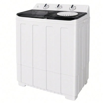 TABU 16.5 Ibs Portable Washing Machine, Compact Washer Machine, Mini Washing Machine, Twin Tub Washer And Spiner, Ideal For Dorms, Apartments, RVs, Camping Etc, White/Blue/Brown
