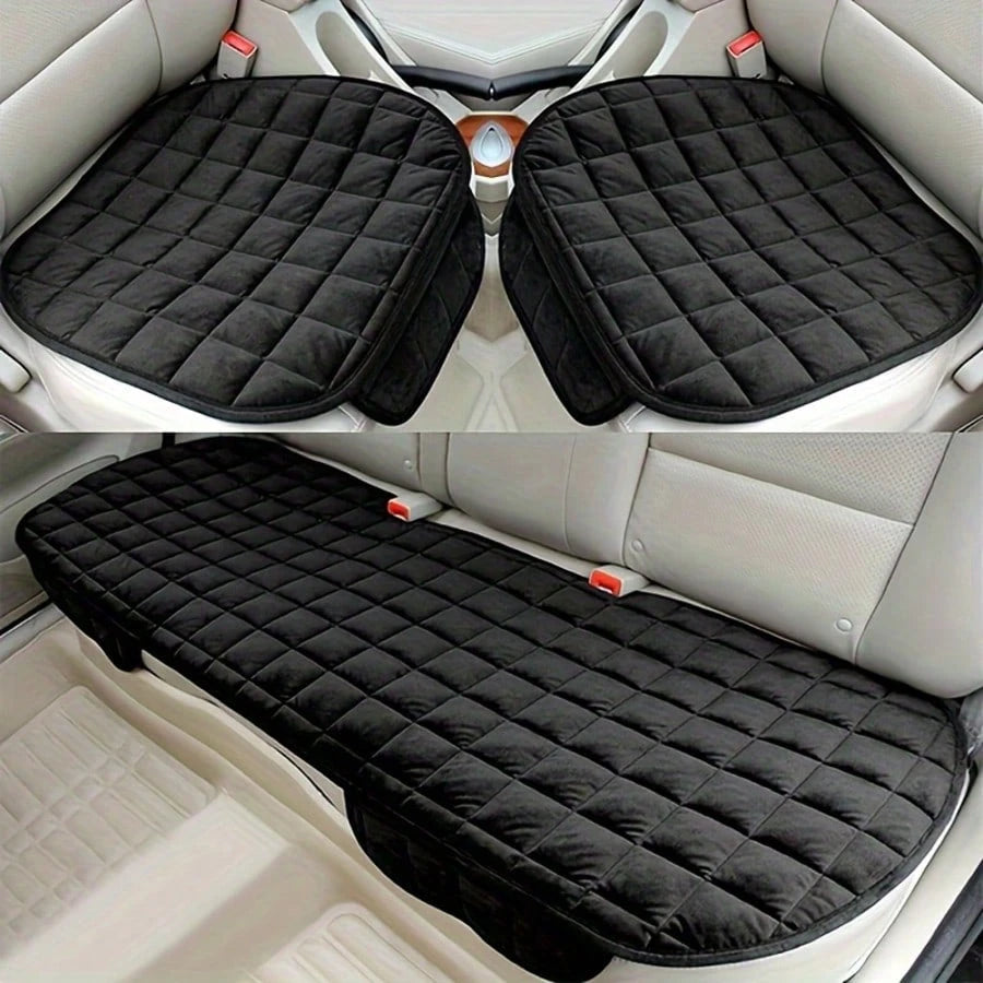 TAIMASI Luxury Plush Checkered Car Seat Cover Set, 3-Piece – Thick, Warm & Comfortable – Fits Sedan, SUV, And Truck – Premium Automotive Accessory, Ideal Birthday Halloween Christmas Holiday Gift