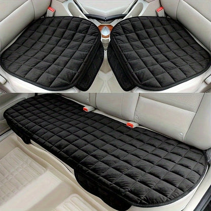 TAIMASI Luxury Plush Checkered Car Seat Cover Set, 3-Piece – Thick, Warm & Comfortable – Fits Sedan, SUV, And Truck – Premium Automotive Accessory, Ideal Birthday Halloween Christmas Holiday Gift