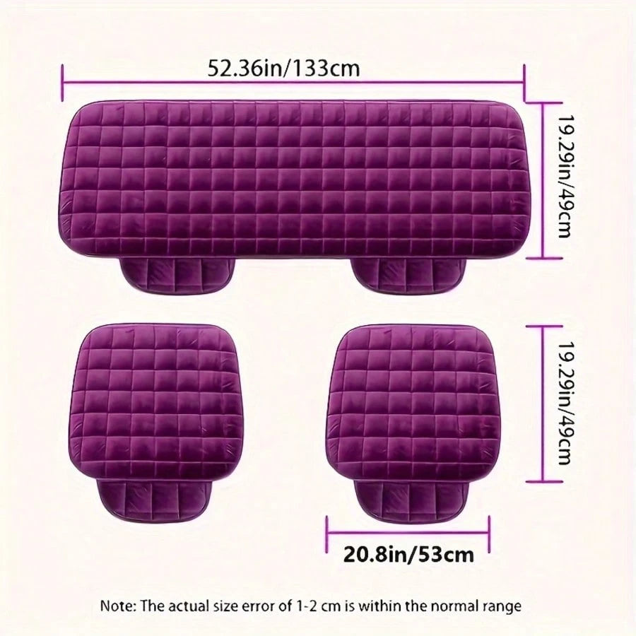 TAIMASI Luxury Plush Checkered Car Seat Cover Set, 3-Piece – Thick, Warm & Comfortable – Fits Sedan, SUV, And Truck – Premium Automotive Accessory, Ideal Birthday Halloween Christmas Holiday Gift