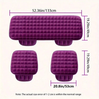 TAIMASI Luxury Plush Checkered Car Seat Cover Set, 3-Piece – Thick, Warm & Comfortable – Fits Sedan, SUV, And Truck – Premium Automotive Accessory, Ideal Birthday Halloween Christmas Holiday Gift