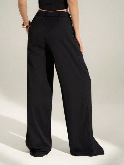 Tall Olive Green Summer Elegant Office Women's High Waist Pleated Wide Leg Pants,Old Money Business Casual Loose Trousers,Chic Tailored Work Pants, Tall Women