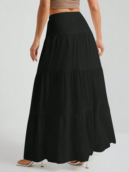 Tall White Woven Women's Large Hem White Lining Skirt, Suitable For Vacation And Going Out, Tall Women