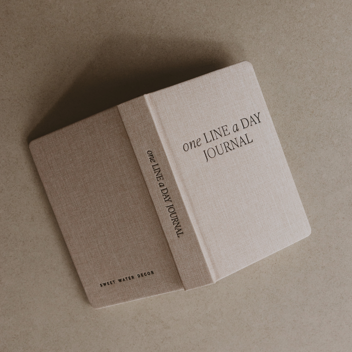 Tan One Line A Day Fabric Journal - Stationery Gifts