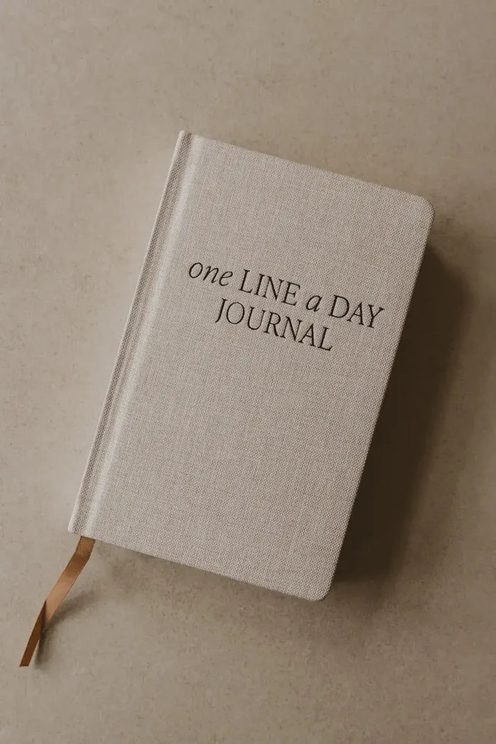 Tan One Line A Day Fabric Journal - Stationery Gifts