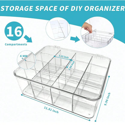 Tea Bags Organizer: Large Tea Bag Holder Organizer With Lid, Acrylic Drink Packets Storage For Cabinet, Counter, Countertop, Drink Packets Caddy For 16 Different Types