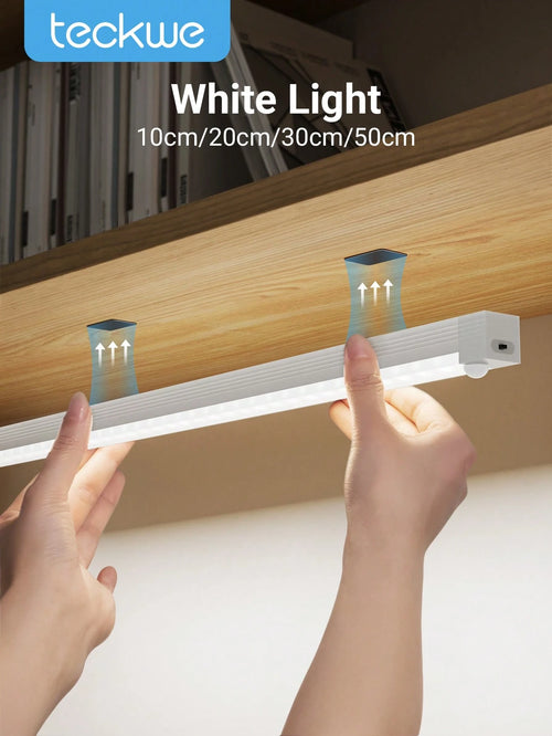 Teckwe 1pc LED Wireless Motion Sensor Cabinet Light, Magnetic USB Rechargeable Night Light (10/20/30/50cm) For Lighting In Kitchen, Bedroom, Cabinet, Wardrobe, Stairs, Hallway