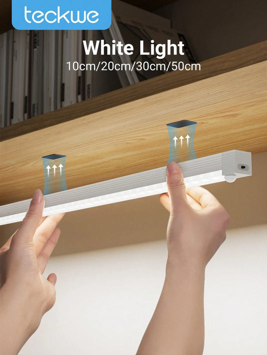 Teckwe 1pc LED Wireless Motion Sensor Cabinet Light, Magnetic USB Rechargeable Night Light (10/20/30/50cm) For Lighting In Kitchen, Bedroom, Cabinet, Wardrobe, Stairs, Hallway