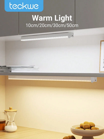 Teckwe 1pc LED Wireless Motion Sensor Cabinet Light, Magnetic USB Rechargeable Night Light (10/20/30/50cm) For Lighting In Kitchen, Bedroom, Cabinet, Wardrobe, Stairs, Hallway