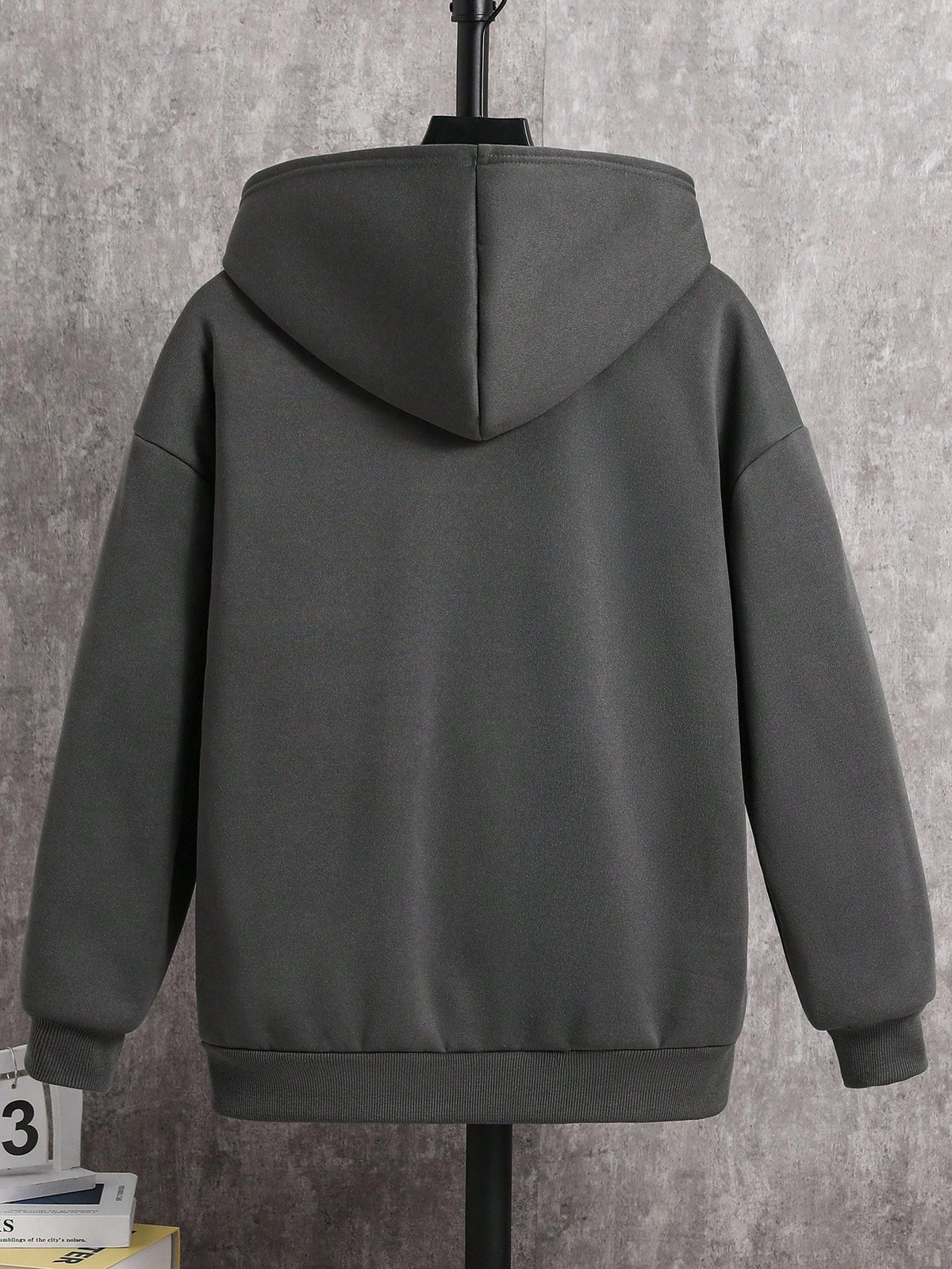 Teen Boys' Oversized Gray Zip Up Hoodie Sweatshirt Autumn Jacket,Casual Collegiate Style Soft Fabric For Winter,Streetwear,Graduation,Back-To-School