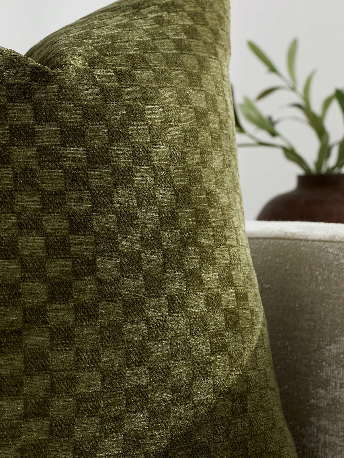 Textured Checkered Throw Pillow Cover, Neutral Beige Square Decorative Cushion Case, Soft Woven Pillowcase For Sofa, Couch, Bed, Living Room And Bedroom Decor, 18x18 Inch