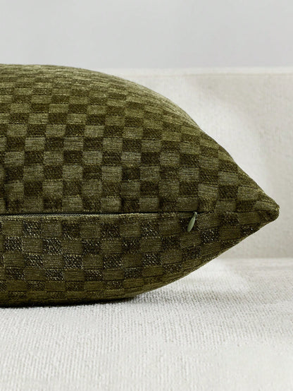 Textured Checkered Throw Pillow Cover, Neutral Beige Square Decorative Cushion Case, Soft Woven Pillowcase For Sofa, Couch, Bed, Living Room And Bedroom Decor, 18x18 Inch