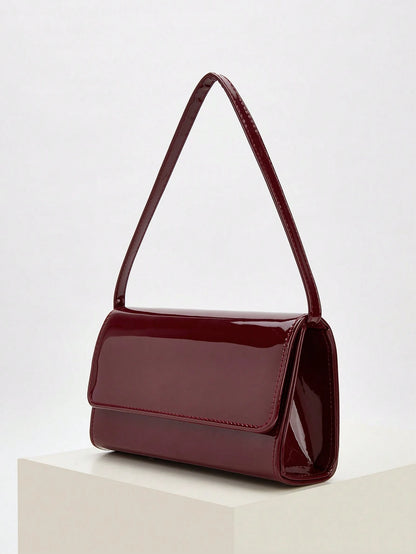 This Charming, Elegant, Sophisticated, And Understated Luxury Solid Color Mirror PU Leather Handbag Is Lightweight And Portable, Suitable For Teenagers, Women, College Students, New Professionals, And